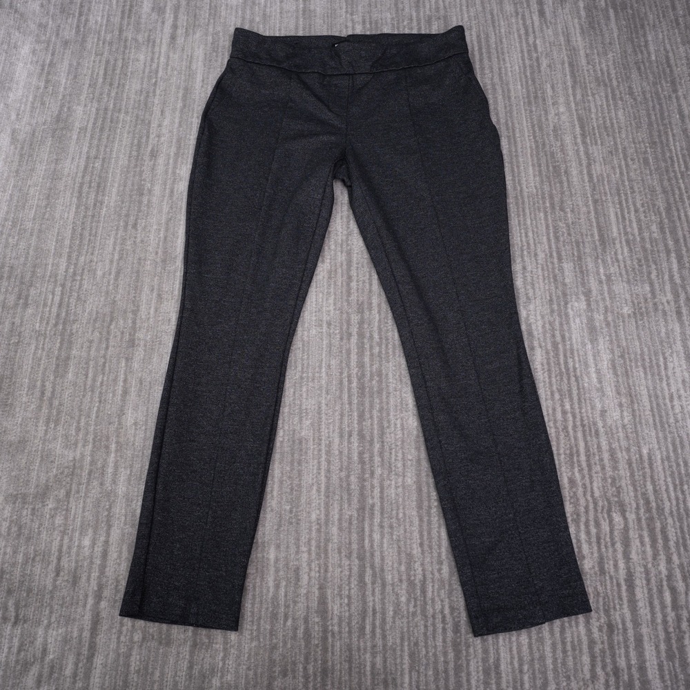 Hilary Radley Dress Pants Women L Gray Excellent Stretch Pull On Slim Trousers